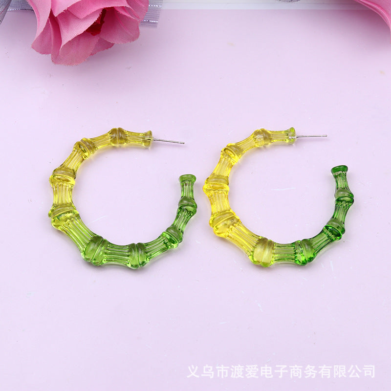 Wholesale Color Contrast Painted Slub Acrylic Earrings